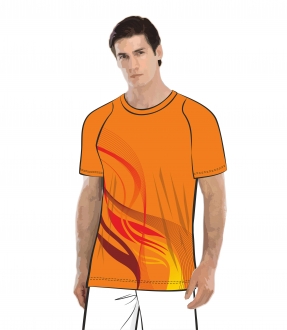 Футболка простая 208 мужская рукав короткий фигурный реглан расцветка1 оранжевая